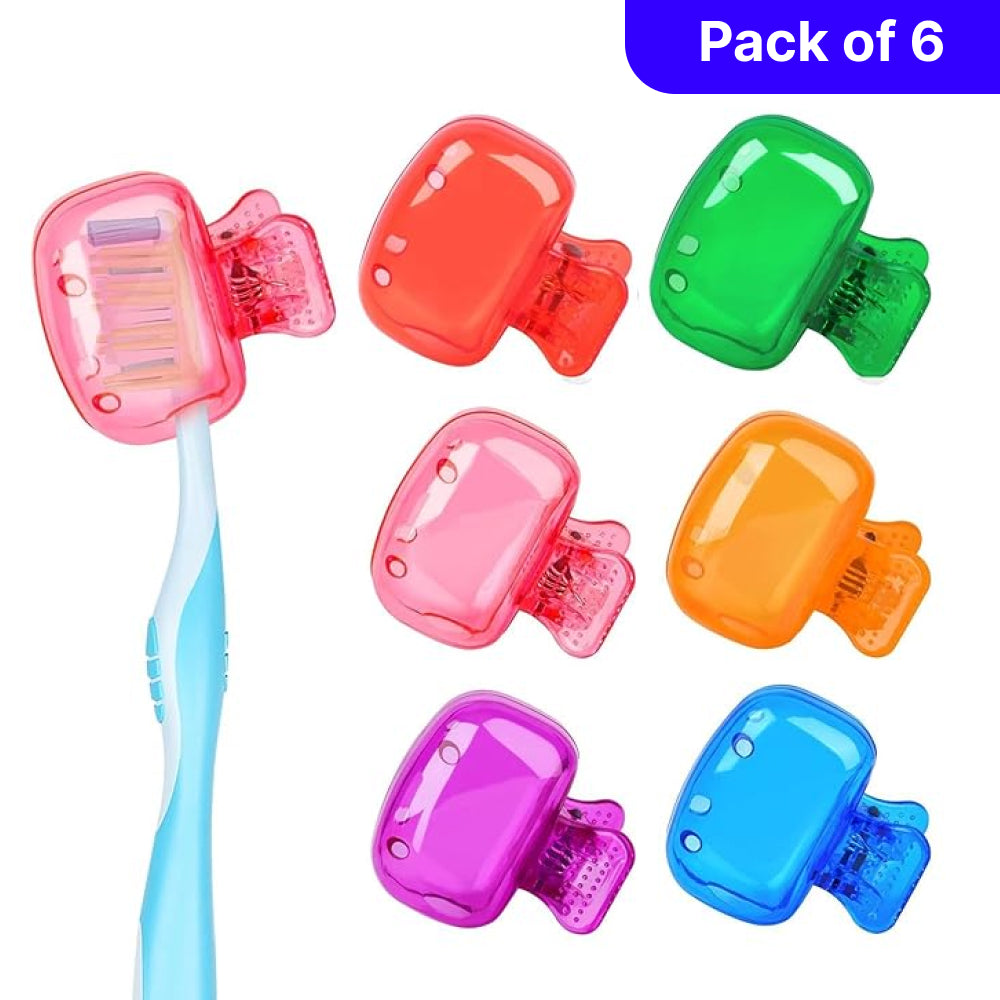 Toothbrush Cover Cap Set in Multicolor (Pack of 6)